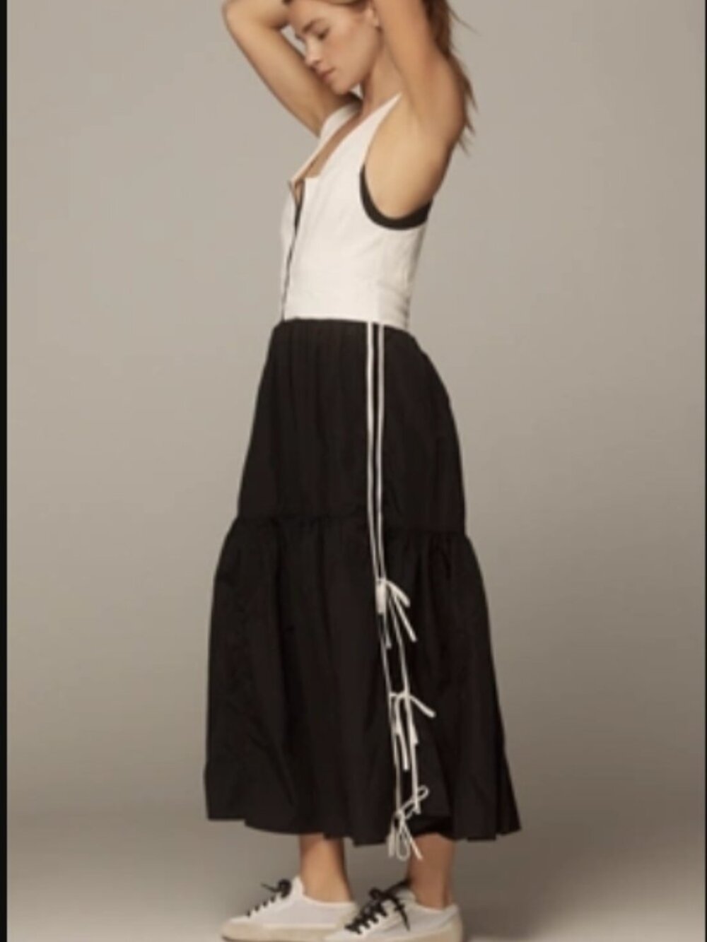 NW Anthropologie Daily Practice A-Line Scoop-Neck Midi Dress with Pockets